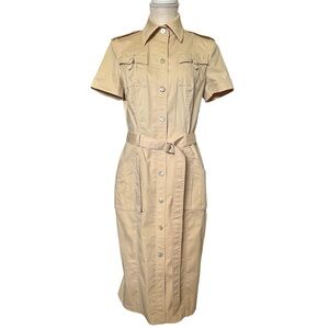 Escada Women’s Khaki Safari Cargo Button Down Dress Size 38